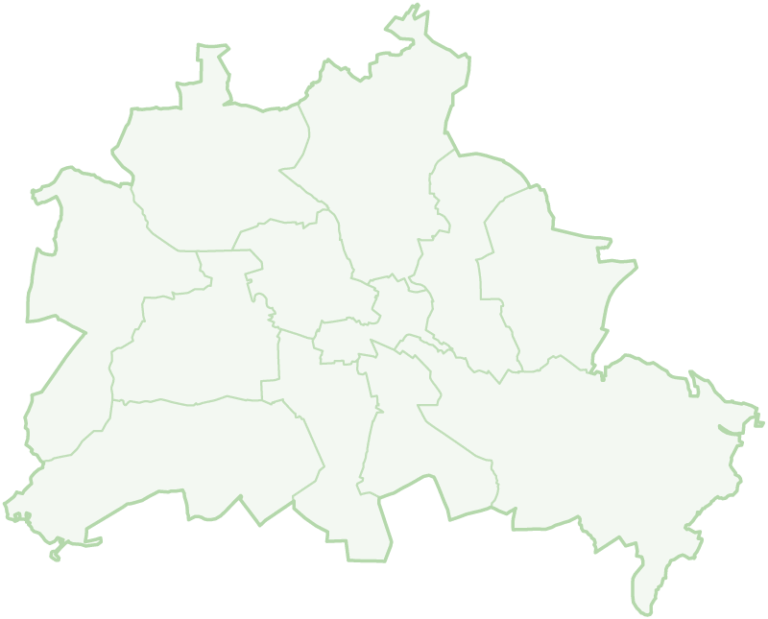 Berliner Stadtkarte mit Bezirken, grüne Kontur und grün-transparente Füllung